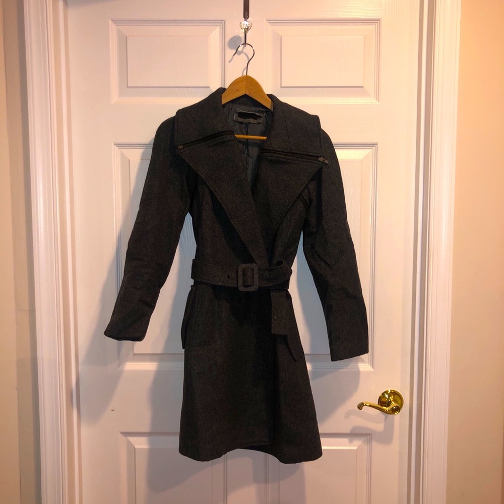 Charcoal Gray Zipper Pea Coat